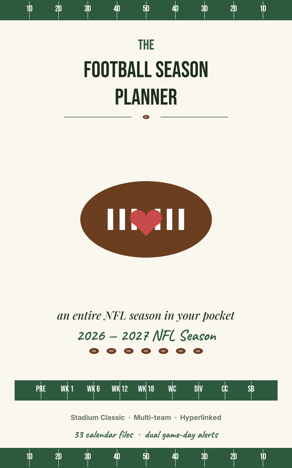 The Football Season Planner 2026 — 502 pages, all 32 NFL teams