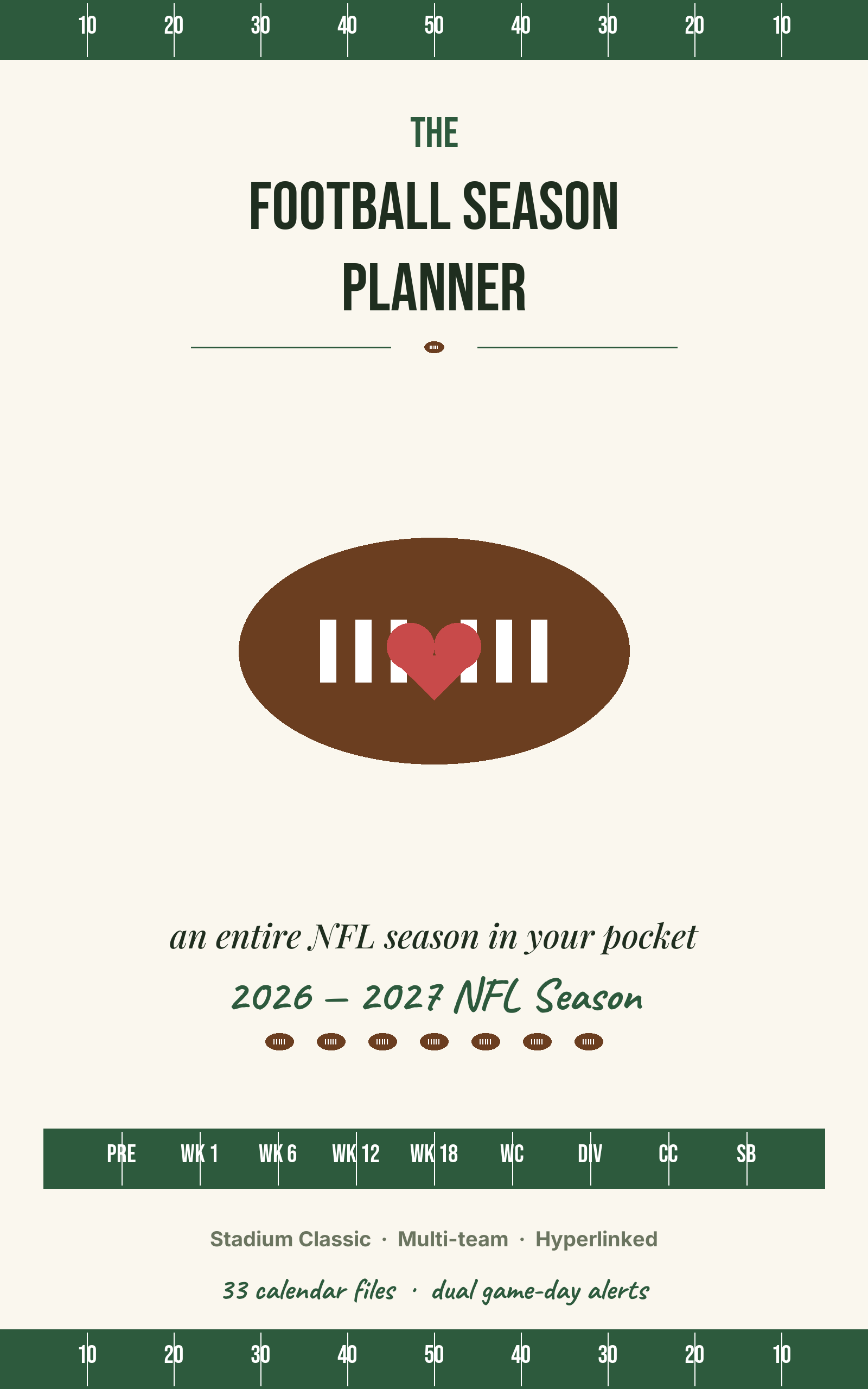 The Football Season Planner 2026 — 502 pages, all 32 NFL teams