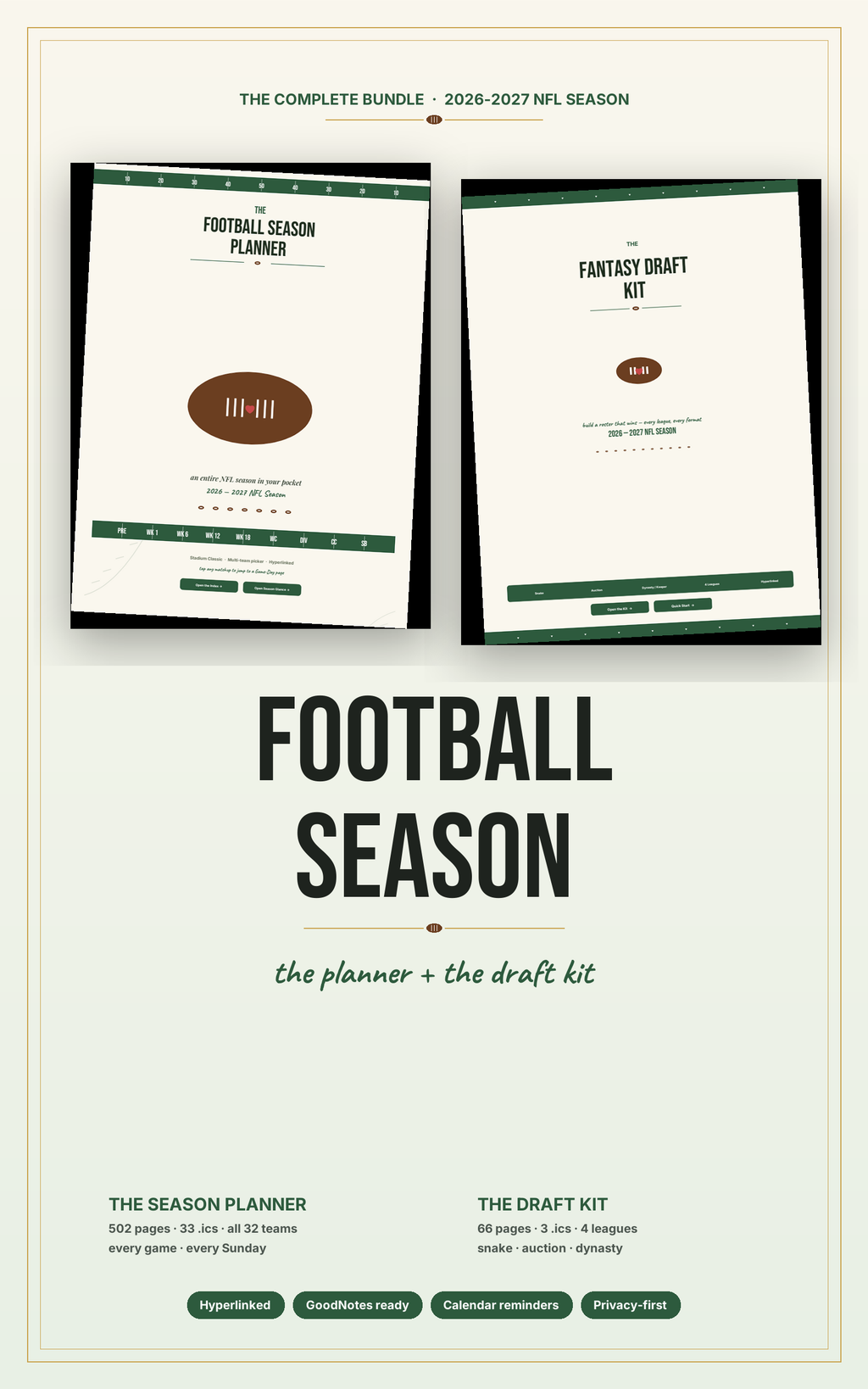 The Football Season Bundle 2026-27 — Planner + Draft Kit