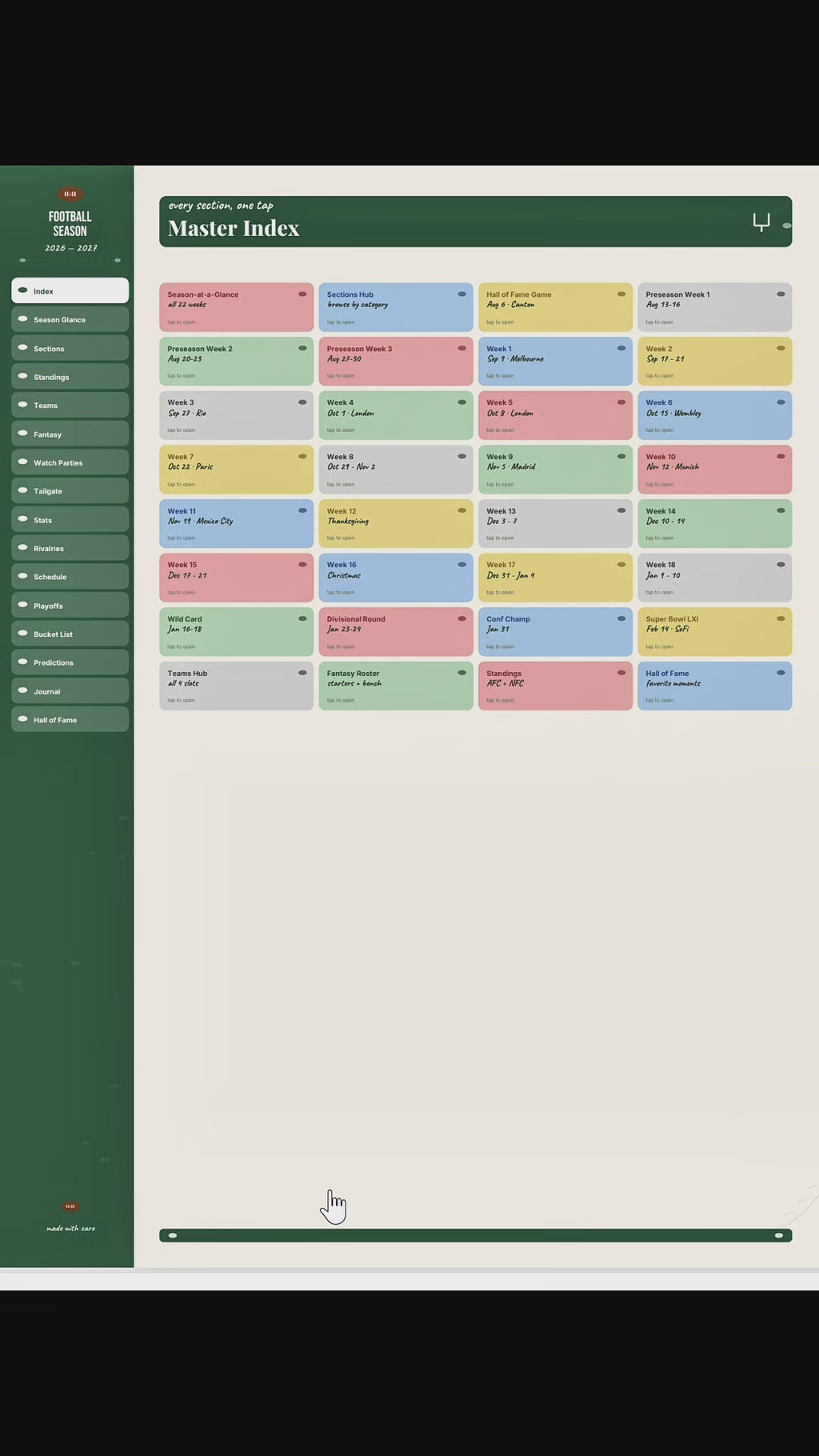 The Football Season Planner — 2026 Season · Stadium Classic