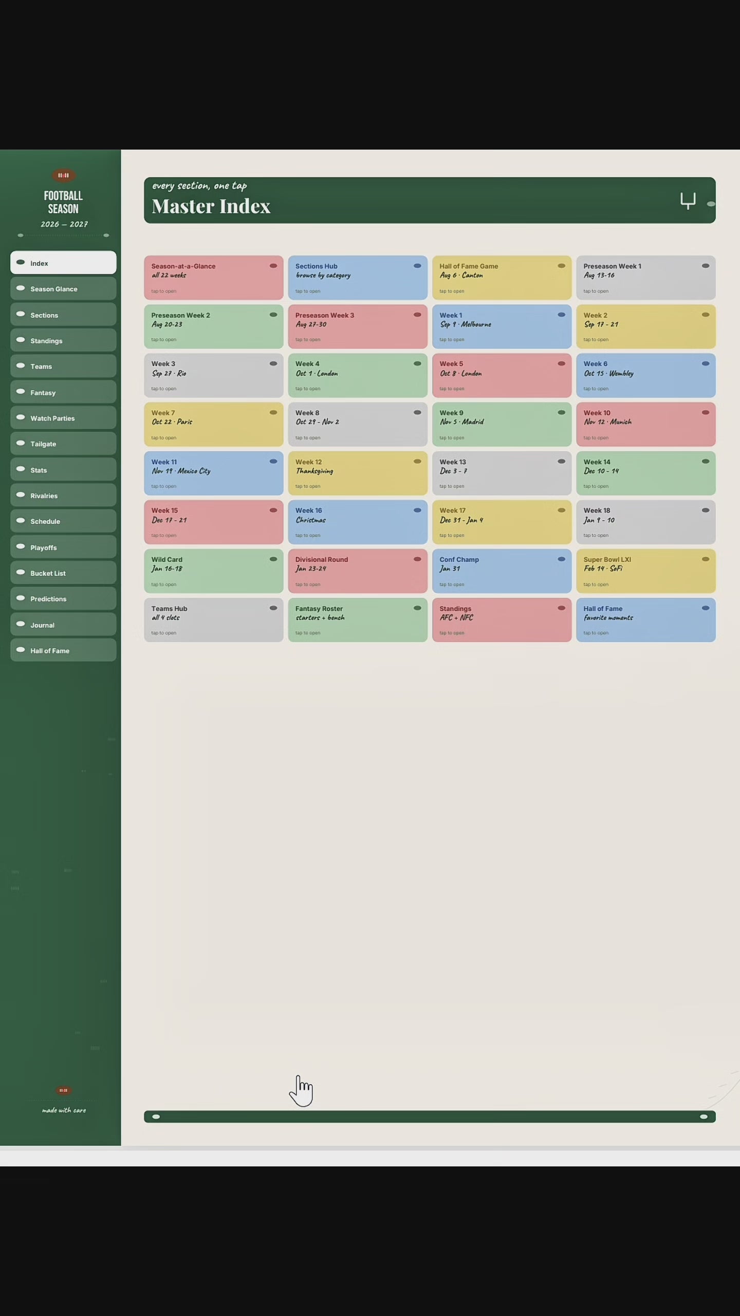 The Football Season Planner — 2026 Season · Stadium Classic